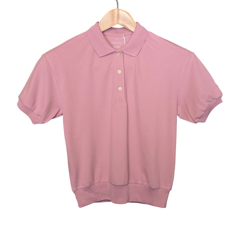Everlane Polo Shirt Womens Size XS Mauve Oversized Organic Cotton Blend NWT